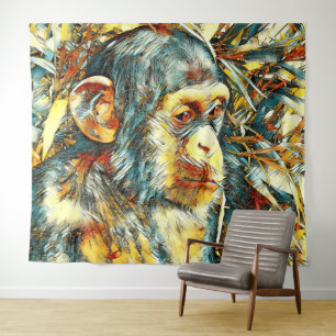 AnimalArt_Chimpanzee_012 Wandteppich