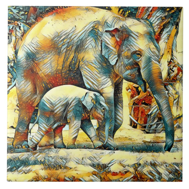 AnimalArt_Elephant_002 Fliese (Vorderseite)