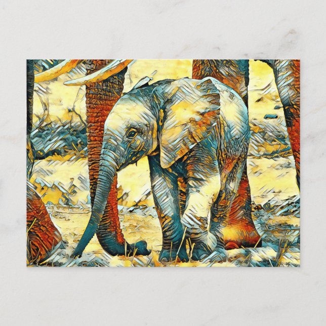 AnimalArt_Elephant_010 Postkarte (Vorderseite)