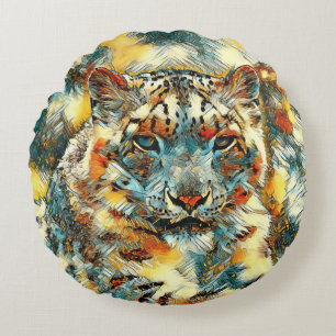 AnimalArt_Leopard_001 Rundes Kissen
