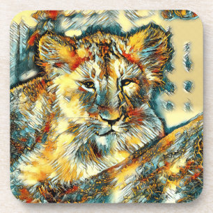 AnimalArt_Lion_004 Getränkeuntersetzer