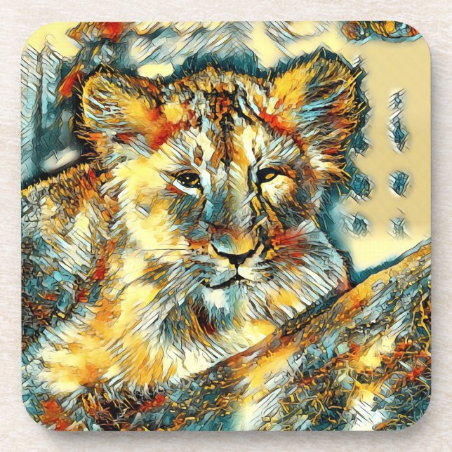 AnimalArt_Lion_004 Getränkeuntersetzer (Vorderseite)
