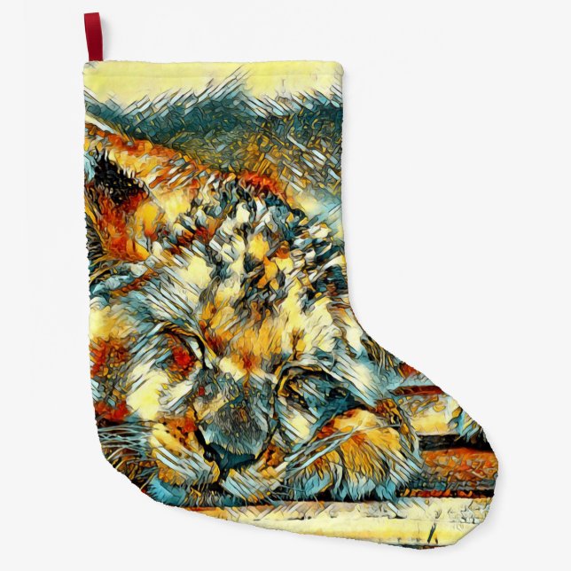 AnimalArt_Lion_006 Großer Weihnachtsstrumpf (Vorderseite)
