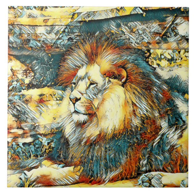 AnimalArt_Lion_033 Fliese (Vorderseite)