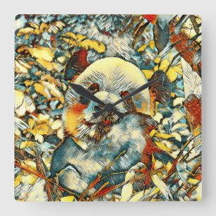 AnimalArt_Panda_012 Quadratische Wanduhr
