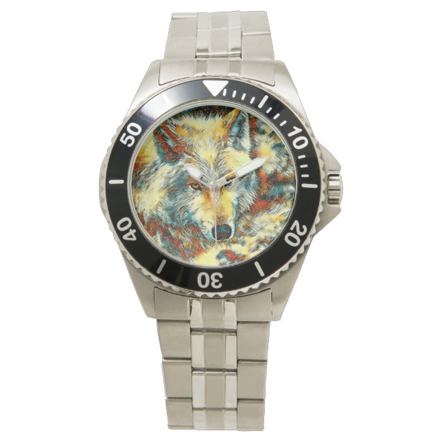 AnimalArt_Wolf_003 Armbanduhr (Vorderseite)