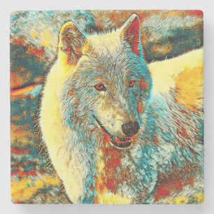 AnimalArt_Wolf_009 Steinuntersetzer