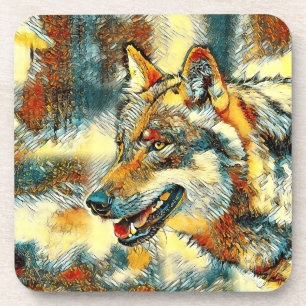 AnimalArt_Wolf_020 Getränkeuntersetzer