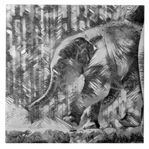 AnimalArtBW_Elephant_001 Fliese