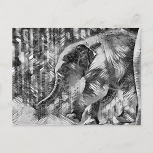 AnimalArtBW_Elephant_001 Postkarte