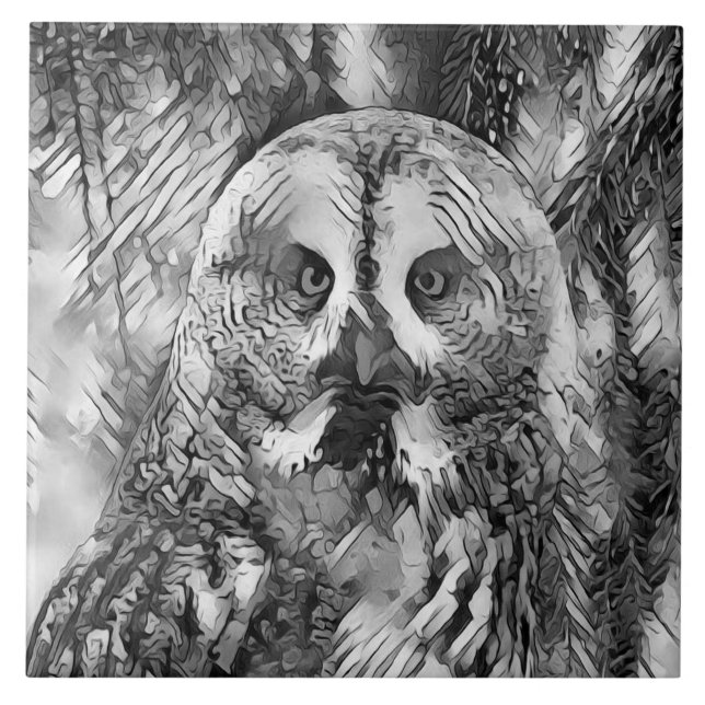 AnimalArtBW_Owl_001 Fliese (Vorderseite)