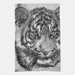 AnimalArtBW_Tiger_009 Geschirrtuch