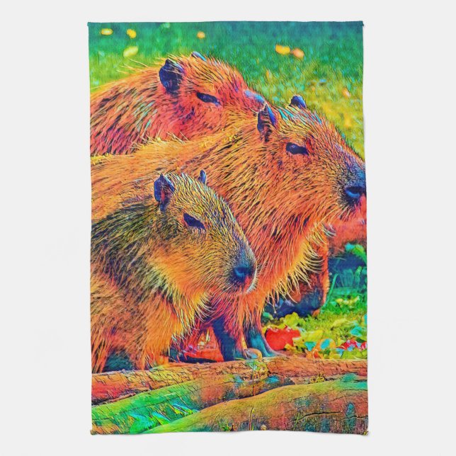AnimalColor_Capybara_003 Geschirrtuch (Vertikal)