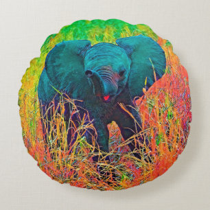 AnimalColor_Elephant_002 Rundes Kissen