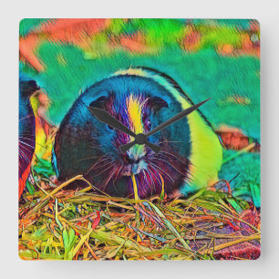AnimalColor_Guineapig_002 Quadratische Wanduhr