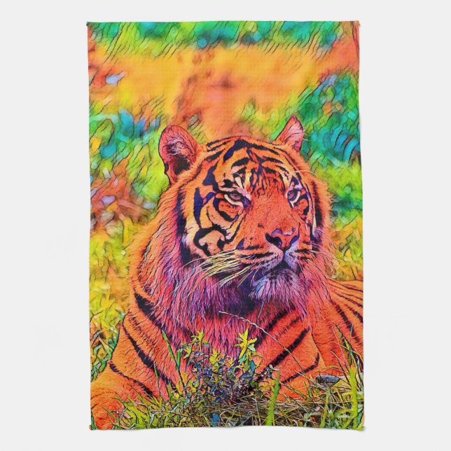 AnimalColor_Tiger_002 Geschirrtuch (Vertikal)