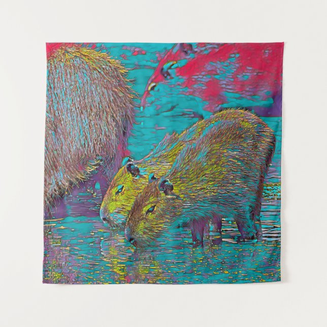 AnimalMix_Capybara_005 Wandteppich (Vorderseite)