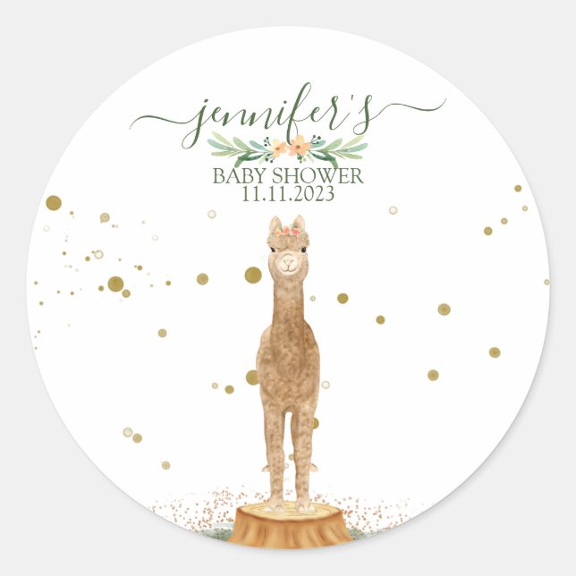 Animals Alpaca Family Favor Runder Aufkleber (Vorderseite)