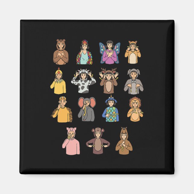 Animals Asl Hand Gesture Deaf Hearing Loss Awarene Magnet (Vorne)