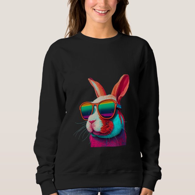 Animals Graphic  Bunny Wearing Sunglasses 3 Sweatshirt (Vorderseite)