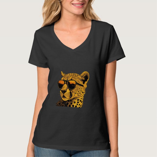 Animals Graphic  Cheetah Wearing Sunglasses 2 T-Shirt (Vorderseite)