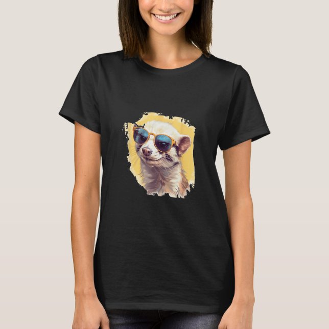 Animals Graphic  Ferret Wearing Sunglasses 2 T-Shirt (Vorderseite)