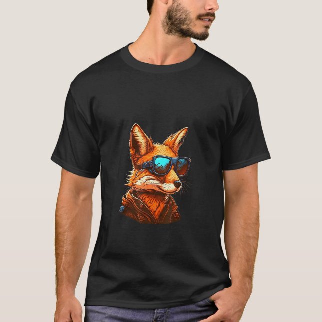 Animals Graphic  Fox Wearing Sunglasses 4 T-Shirt (Vorderseite)