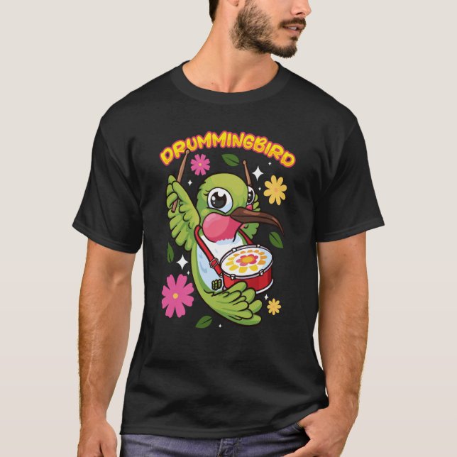 animals hummingbird drumming T-Shirt (Vorderseite)