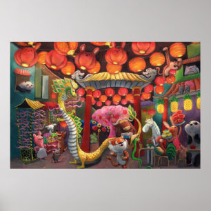 Animals in China Town Poster