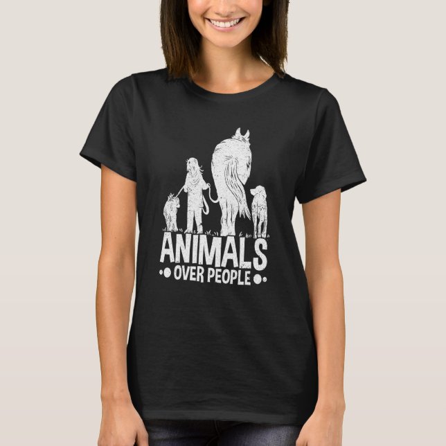 Animals Over People Animal Activist Rescue Conserv T-Shirt (Vorderseite)