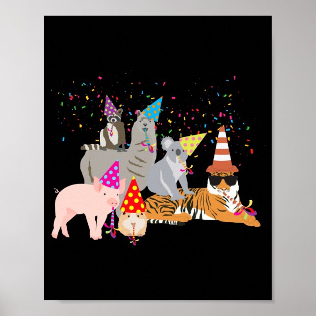 Animals Partying Cute Animals Having A Party  Poster (Vorne)