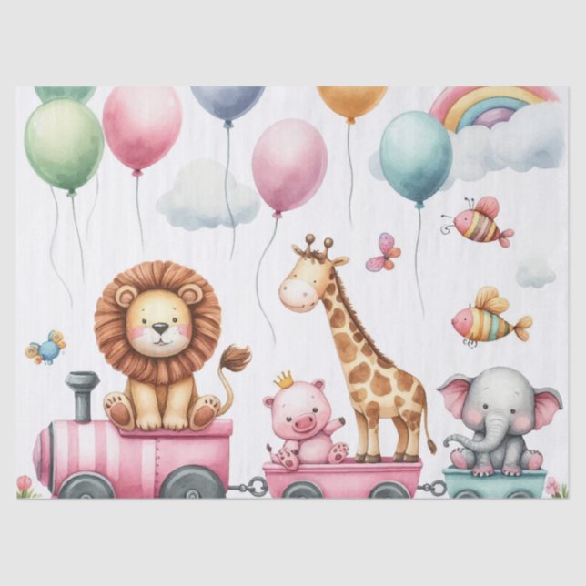 Animals pink birthday Large Gift Bag  Seidenpapier (Vorderseite)