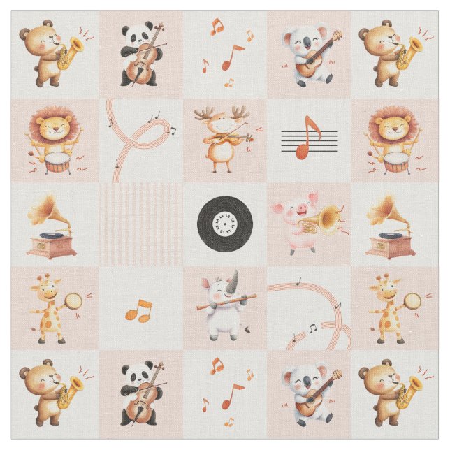  animals playing music singing songs stoff (Nahaufnahme)