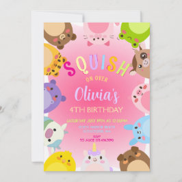 Animals Squish Girl Birthday party Einladung