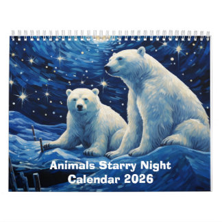 Animals Starry Night 2026 Kalender