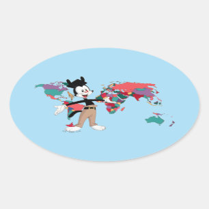 Animaniacs Yakkos Weltkarte Grafik Ovaler Aufkleber