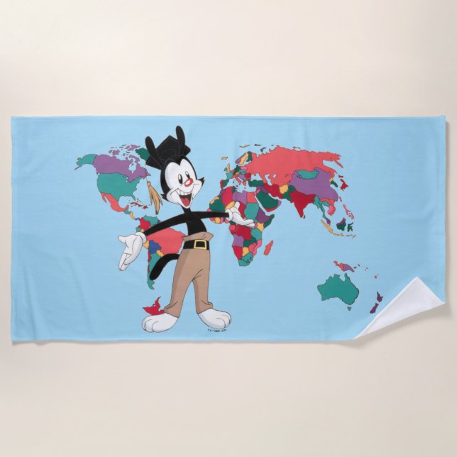 Animaniacs | Yakkos Weltkarte Grafik Strandtuch (Vorderseite)