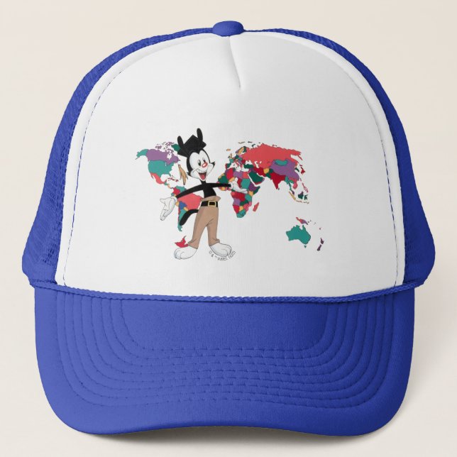 Animaniacs | Yakkos Weltkarte Grafik Truckerkappe (Vorderseite)