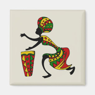 Animated African Drummer Magnet