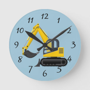 Animated Backhoe Runde Wanduhr