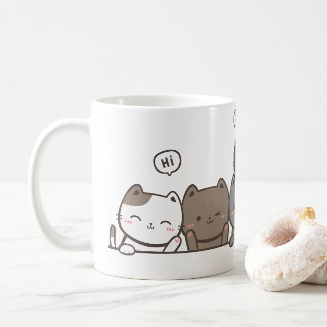 Animated Cat Tasse - niedlich Katzengeschenk - Tas (Mit Donut)
