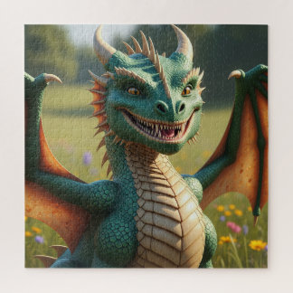 Animated dragon with a playful expression