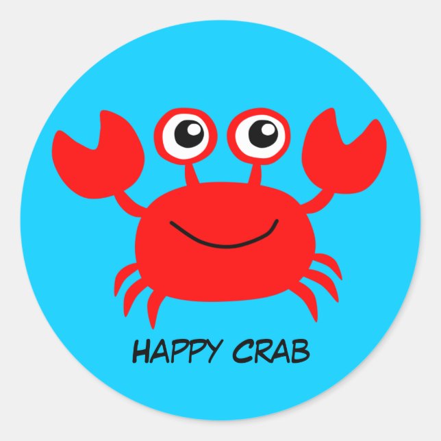 Animated Happy Crab Runder Aufkleber (Vorderseite)