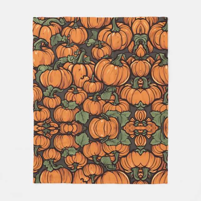 Animated Niedlich Pumpkin Minimalistischen Fall Ha Fleecedecke (Vorderseite)
