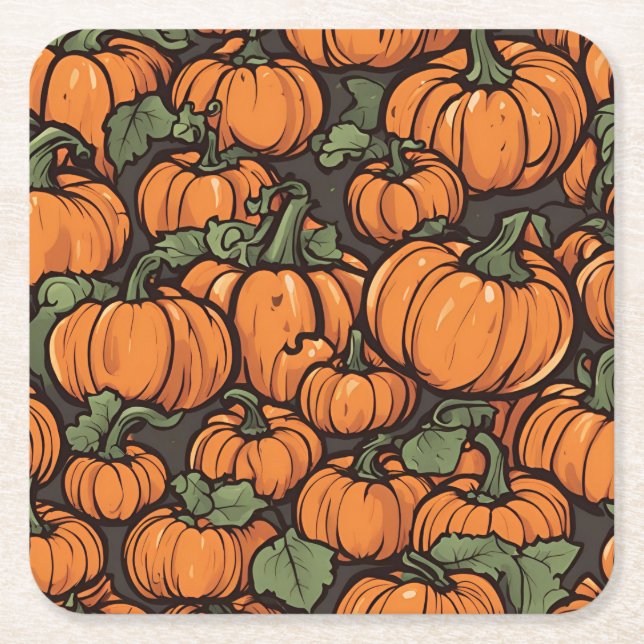 Animated Niedlich Pumpkin Minimalistischen Fall Ha Rechteckiger Pappuntersetzer (Vorderseite)
