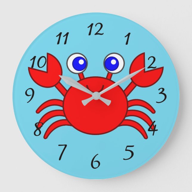 Animated Red Crab Große Wanduhr (Vorderseite)