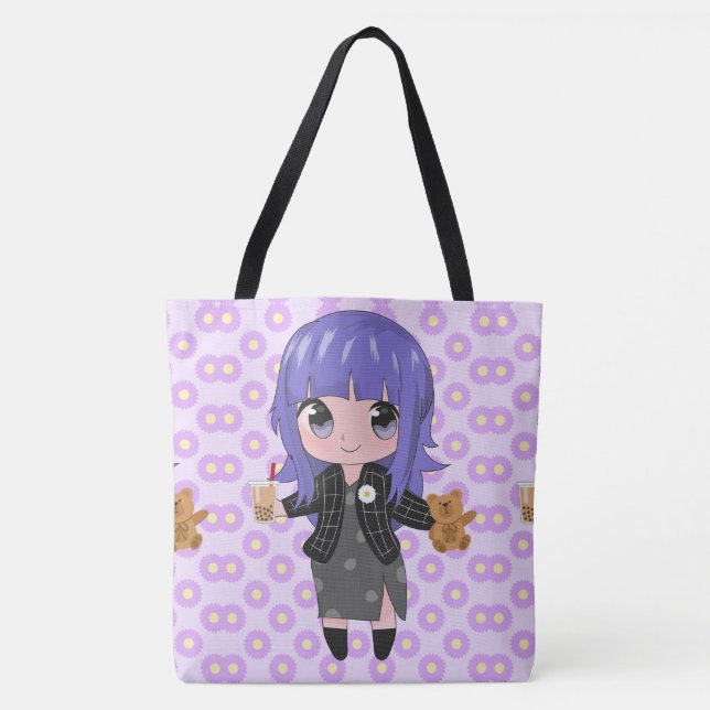 Animateurin glücklich mit Blume Tasche (Vorderseite)