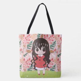 Animateurin glücklich mit Blume Tasche