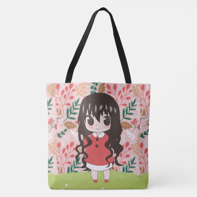 Animateurin glücklich mit Blume Tasche (Vorderseite)