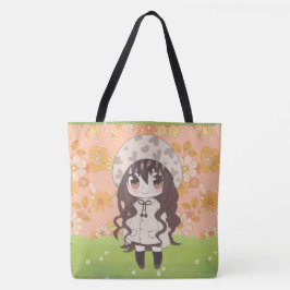 Animateurin glücklich mit Blume Tasche